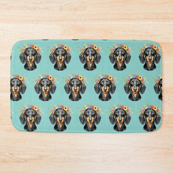 Item preview, Short Haired Dachshund Flower Crown Watercolor blue designed and sold by Magnolia Valley Art.