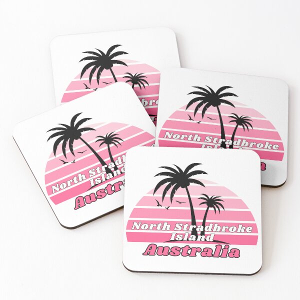 Item preview, Retro Cool North Stradbroke Island Beach Australia Palm Tree at Sunset Souvenirs designed and sold by karmdaf.