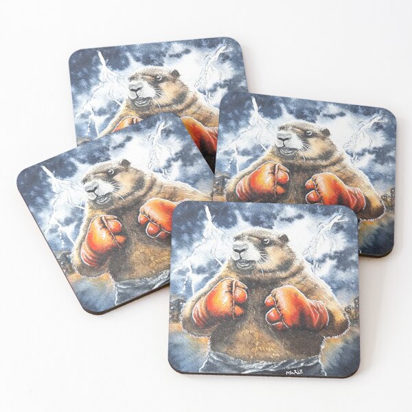 Item preview, Boxing Groundhog in Thunderstorm designed and sold by MarieLeRiz-Art.