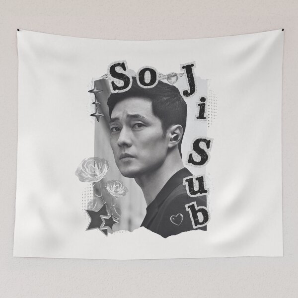 Item preview, So Ji-sub Collage: Elegant Black and White Art designed and sold by AJUNICE STUDIO.