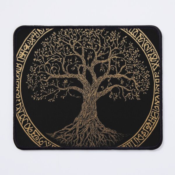 Item preview, Vintage Yggdrasil Tree with Runic Letters in Black and Gold designed and sold by DrRoza.