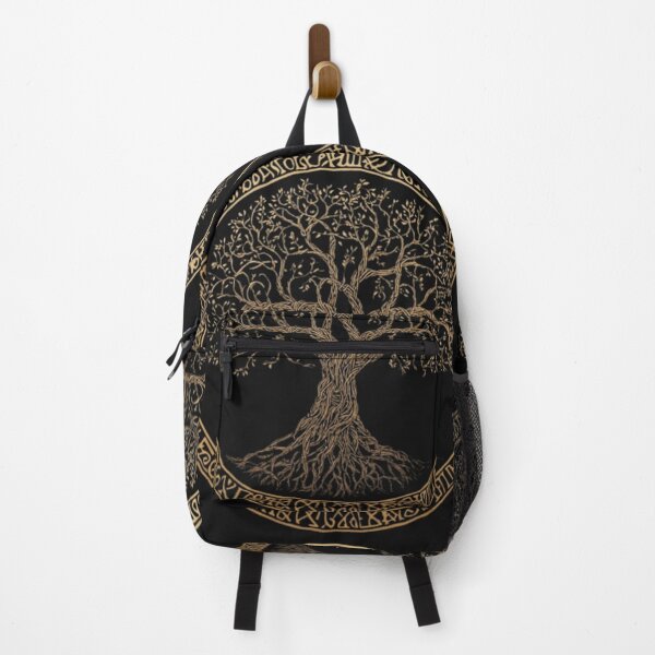 Item preview, Vintage Yggdrasil Tree with Runic Letters in Black and Gold designed and sold by DrRoza.
