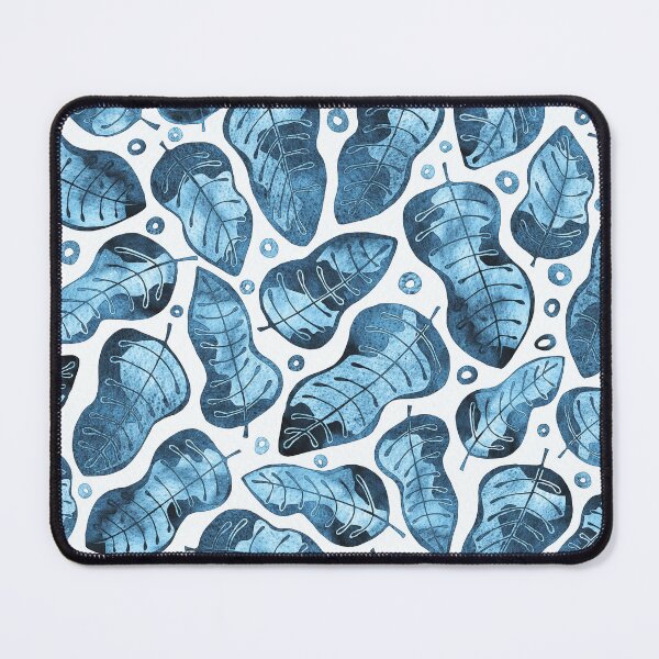 Item preview, Hand Drawn Watercolor Tropical Leaves Pattern in Faded Denim Blue designed and sold by schorrnuff.
