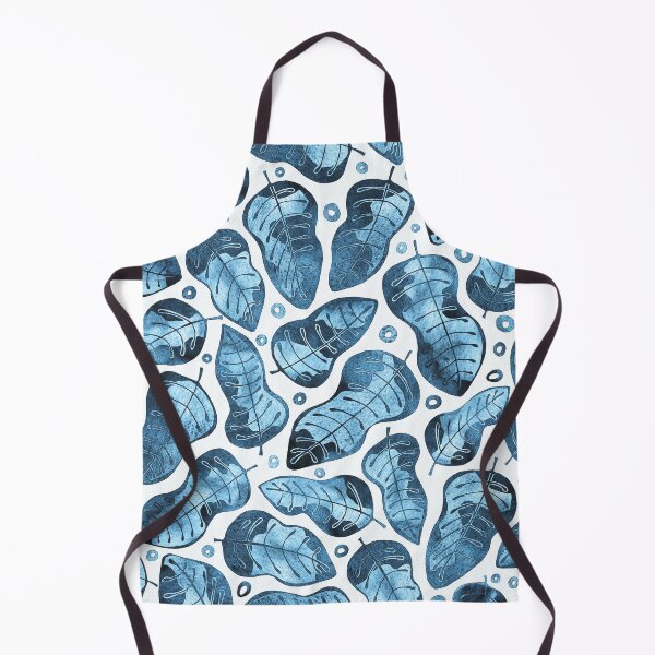 Item preview, Hand Drawn Watercolor Tropical Leaves Pattern in Faded Denim Blue designed and sold by schorrnuff.