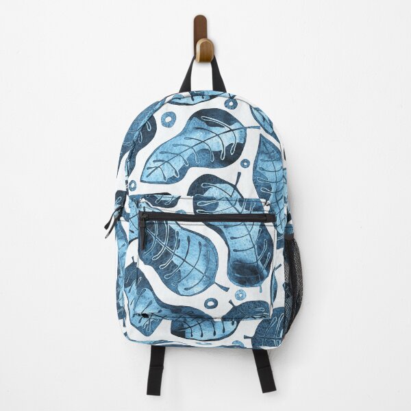 Item preview, Hand Drawn Watercolor Tropical Leaves Pattern in Faded Denim Blue designed and sold by schorrnuff.