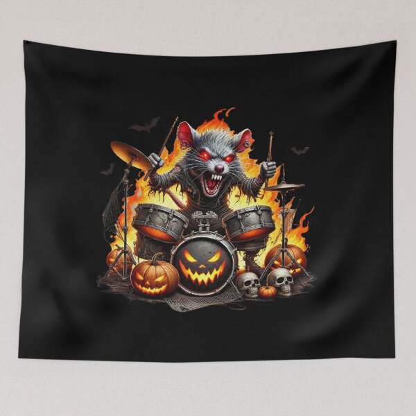 Item preview, halloween rat playing drums designed and sold by Meandmyshop.