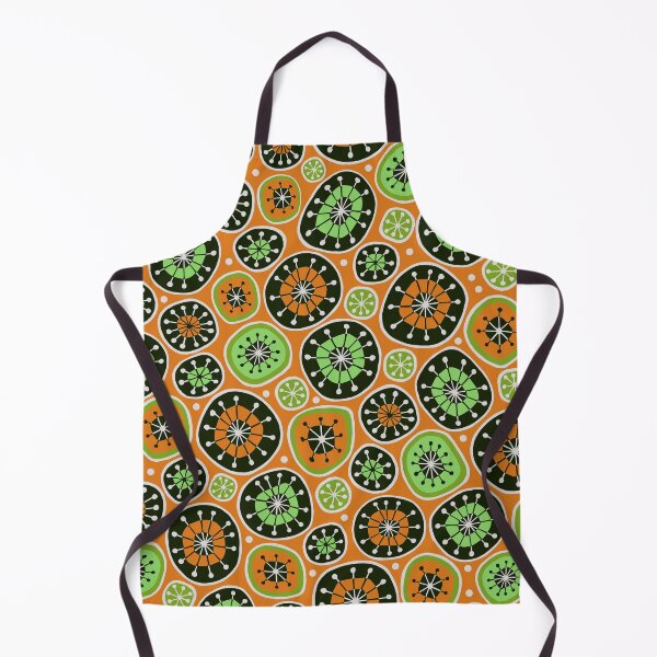 Item preview, Hand Drawn Midcentury Disks Pattern in Black Orange and Green designed and sold by schorrnuff.
