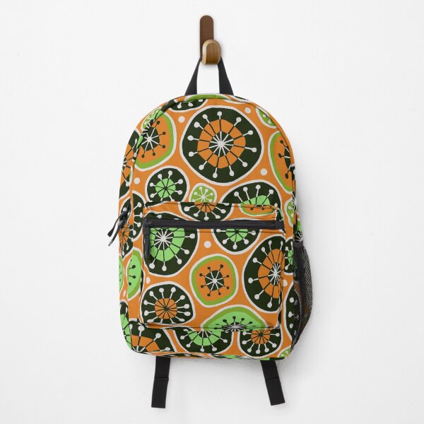 Item preview, Hand Drawn Midcentury Disks Pattern in Black Orange and Green designed and sold by schorrnuff.