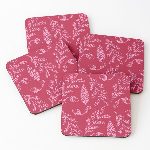 Item preview, Vintage Christmas Pine Cone Pattern - Pink and Red designed and sold by bowsbotanicals.