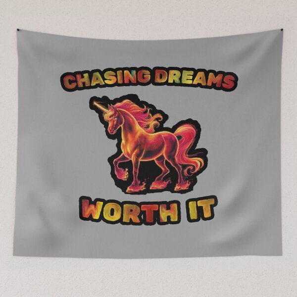 Item preview, Chasing Dreams Worth It - Red Fiery Unicorn Gifts designed and sold by FallenStarArt.