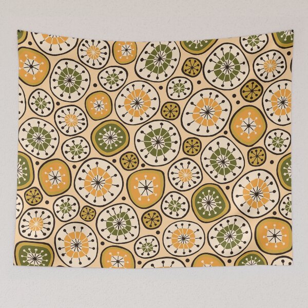 Item preview, Hand Drawn Mid Century Disks in Harvest Orange and Avocado designed and sold by schorrnuff.