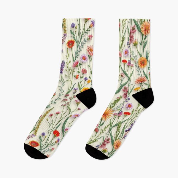 Item preview, Vector Seamless Pattern with Hand-Drawn Wild Plants and Flowers – Colorful Botanical Illustration designed and sold by hjian8219.