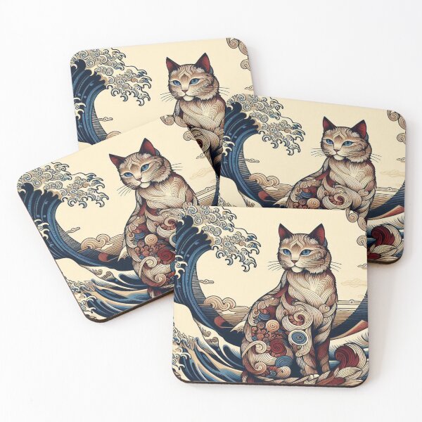Item preview,  Japanese  Cat Kanagawa Wave style 3 designed and sold by ArtisticJelly.