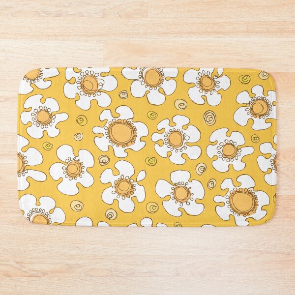Item preview, Single Line Hand Drawn White Daisies Pattern on Golden Yellow designed and sold by schorrnuff.