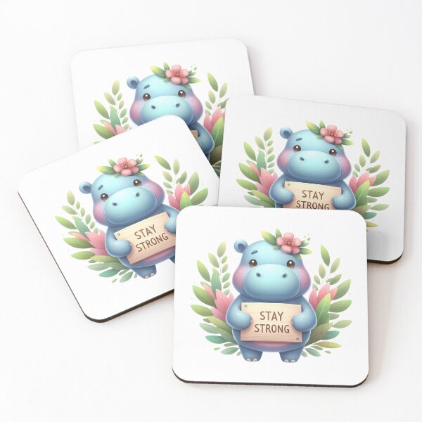 Item preview, Cute Moo Deng Baby Hippo "Stay Strong" designed and sold by stylishdzign.