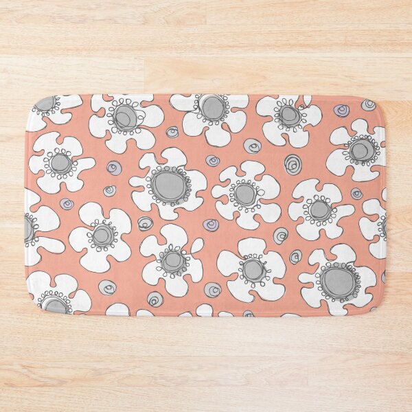 Item preview, Hand Drawn Single Line Daisy Pattern in Peach and Gray designed and sold by schorrnuff.