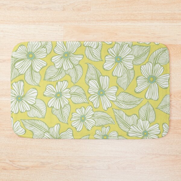 Item preview, Green and Yellow Hand Drawn Tropical Flowers and Leaves Pattern designed and sold by schorrnuff.
