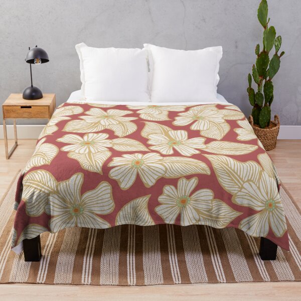 Item preview, Brick Red and Gold Hand Drawn Tropical Flowers and Leaves Pattern designed and sold by schorrnuff.