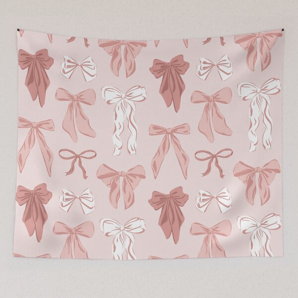 Item preview, Coquette feminine demure pink & white bows on preppy light pink designed and sold by sheena lange.