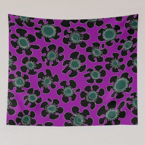 Item preview, Hand Drawn Single Line Black Daisies on Deep Magenta Pattern designed and sold by schorrnuff.