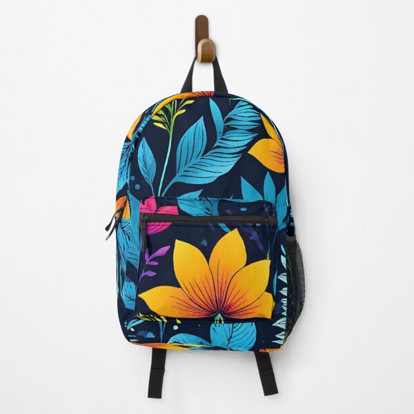 Item preview, FLORAL AND TROPICAL PATTERN O35 - Gift items and personal use / Flowers, Wild, Leaves, Blue, Cyan, Turquoise, Navy, Ornamented, Vector, Art designed and sold by LumDesignArt.