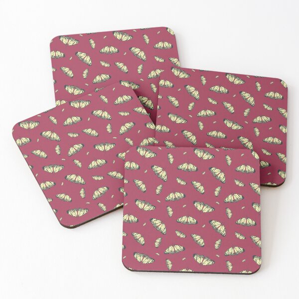 Item preview, Butterflies etched in deep indigo blue on a rich burgundy background designed and sold by SCdesignqld.