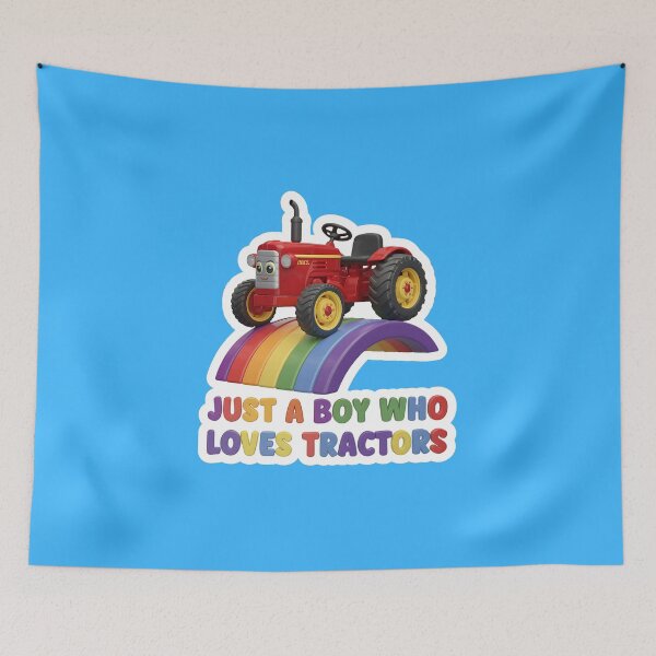 Item preview, Kids Farm Lifestyle Just A Boy Who Loves Tractors Rainbow - Blue designed and sold by IT-Express.