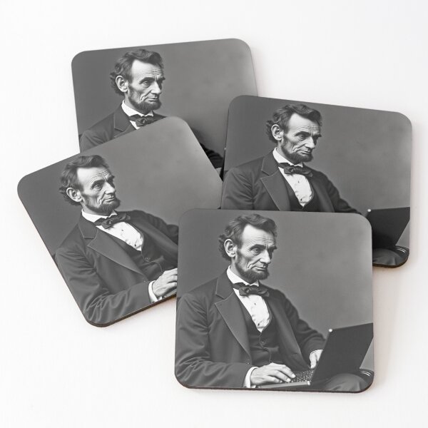 Item preview, Abe Lincoln en una computadora portátil designed and sold by Pixel-Pig.