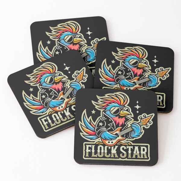 Artikelvorschau, Flock Star - Rockstar Vogel Cartoon T-Shirt Logo entworfen und verkauft von AvianAdventures.