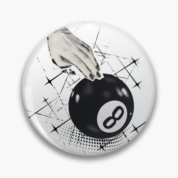 Item preview, 8 Ball Altered Art Aesthetic Decor Black and White Y2K Retro 90's Stickers designed and sold by digifaxdesign.