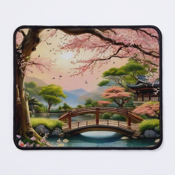 Item preview, Pink tree and a bridge, ideal setting. designed and sold by MarilynBaldey7.