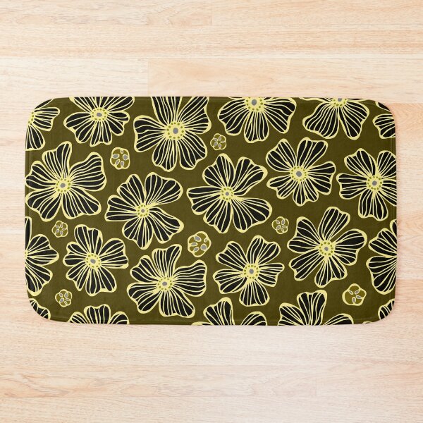Item preview, Glowing Yellow Outline Hand Drawn Flowers Pattern designed and sold by schorrnuff.