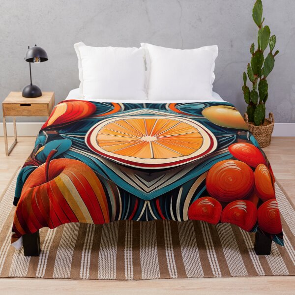 Item preview, A modern art-inspired pattern featuring apples oranges, and berries composed of geometric forms. designed and sold by HEMRO.