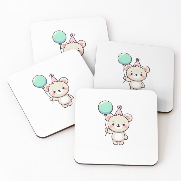 Item preview, Cute Bear with Balloon and Party Hat designed and sold by Little Care Studio.