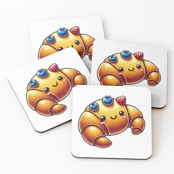 Item preview, Cute Croissant with Berries and Smiling Face designed and sold by Little Care Studio.