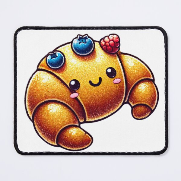 Item preview, Cute Croissant with Berries and Smiling Face designed and sold by Little Care Studio.