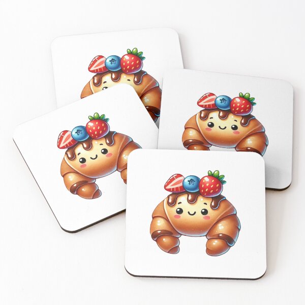 Item preview, Cute Croissant with Berries and Chocolate Drizzle designed and sold by Little Care Studio.