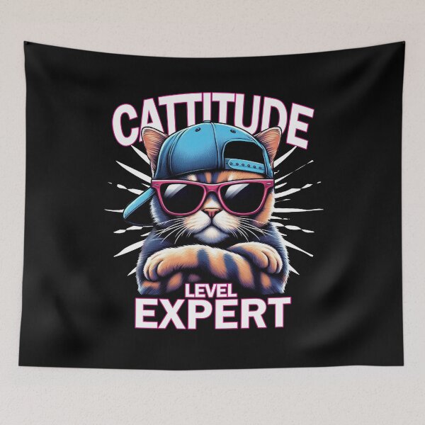 Item preview, Cattitude Level: Expert – Cool Cat Vibes designed and sold by HAFIZ-DP.