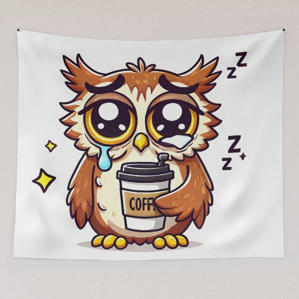 Item preview, Sleepy Owl - Funny Coffee Lover  designed and sold by AvianAdventures.