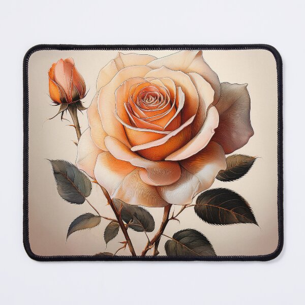Artikelvorschau, Eine sehr detaillierte, botanische Zeichnung Design einer Rose mit zarten Schattierungen und sanfter Beleuchtung, evozieren entworfen und verkauft von HEMRO.