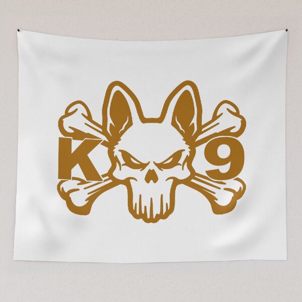 Item preview, K9 Police Dog; Skull; Gold; designed and sold by StickerApe.