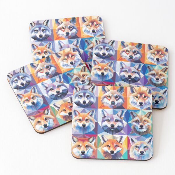 Item preview, foxes and wolves in mosaic of colorful geometric shapes Abstract Style , each with its own unique characteristics. designed and sold by HEMRO.