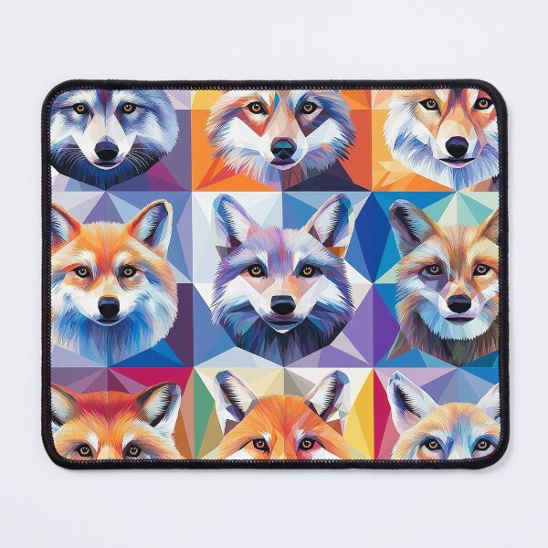 Item preview, foxes and wolves in mosaic of colorful geometric shapes Abstract Style , each with its own unique characteristics. designed and sold by HEMRO.
