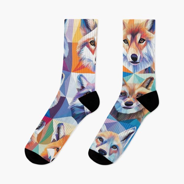 Item preview, foxes and wolves in mosaic of colorful geometric shapes Abstract Style , each with its own unique characteristics. designed and sold by HEMRO.
