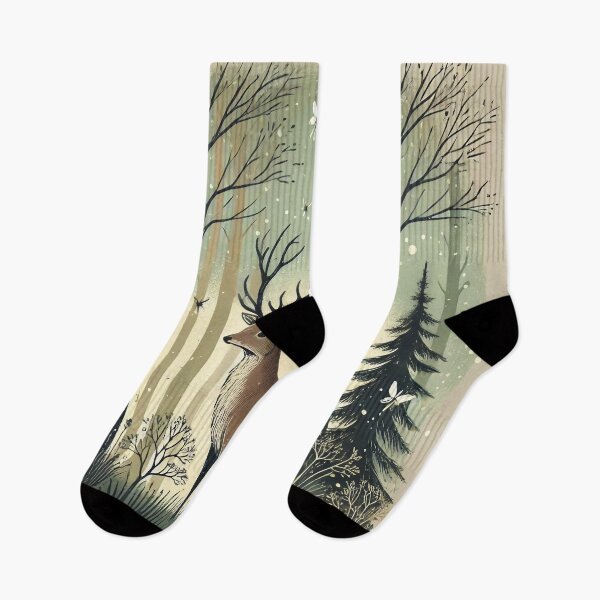 Item preview, Whimsical Stag in the Firefly Forest designed and sold by WildlifeWhimsy.