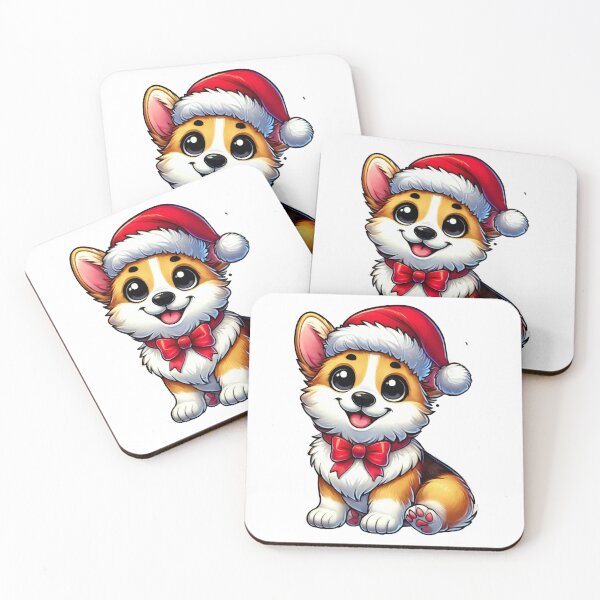 Item preview, Corgi Puppy with Santa Hat and Bow designed and sold by lubushop1.