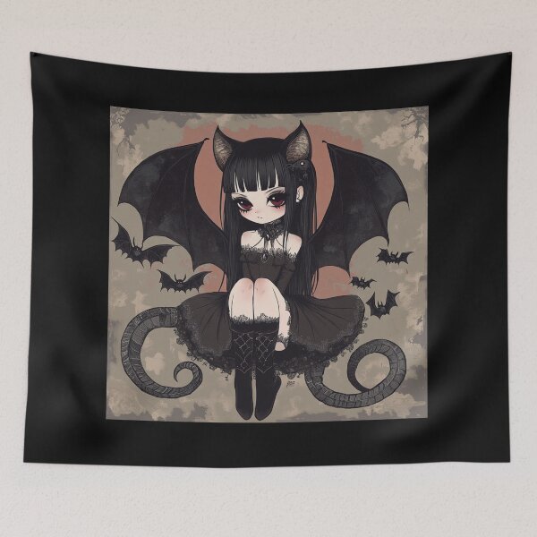 Item preview, Creepy Cute Bat Cat Anime Girl Succubus designed and sold by PitchBlackIcon.