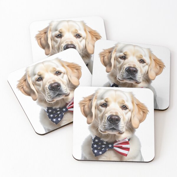 Item preview, Funny cool Kuvasz dog wearing a USA flag bow tie designed and sold by LazyOwlStore.