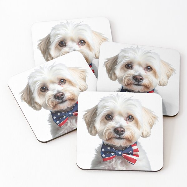 Item preview, Funny cool Maltese dog wearing a USA flag bow tie designed and sold by LazyOwlStore.