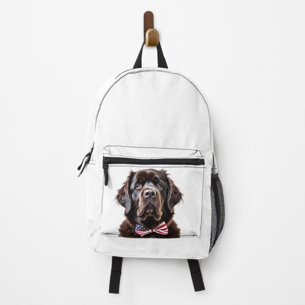 Item preview, Funny cool Newfoundland dog wearing a USA flag bow tie designed and sold by LazyOwlStore.